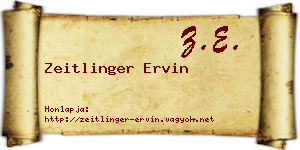 Zeitlinger Ervin névjegykártya